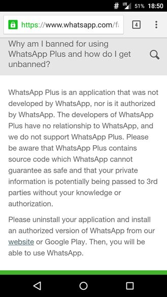 Fotografía - WhatsApp está matando populares tercera Partido WhatsApp + Cliente al prohibir temporalmente Usuarios Hasta cambian a la aplicación oficial